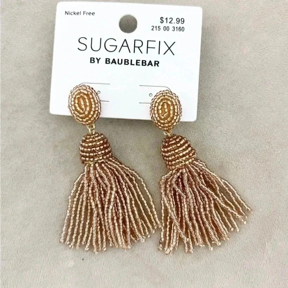 NWT Sugarfix by Baublebar Gold Beaded Drop Earrings 14 - Picture 2 of 3